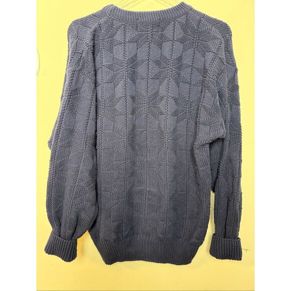 LL Bean Vintage USA Cotton Textured Knit Sweater Gray Blue Large - Picture 4 of 4